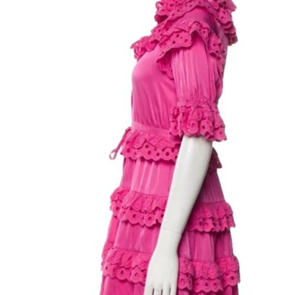 Pink Ruffled Tiered Mini Dress - Picture 3 of 12